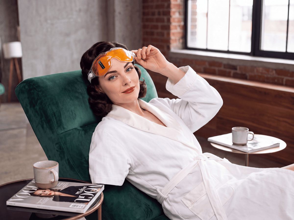 RevivifEye eye mask on a bedside table